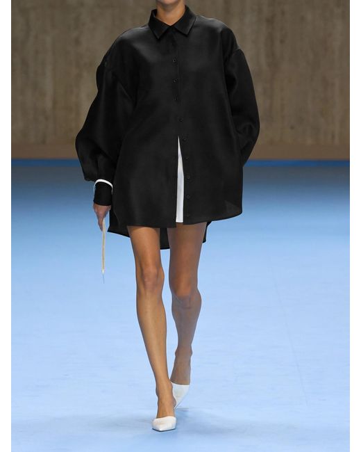 Carolina Herrera Black Oversized Silk-Gazar Shirt