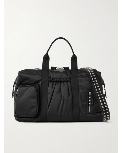 Anya Hindmarch Black Inflight Maxi Studded Leather-Trimmed Econyl Weekend Bag