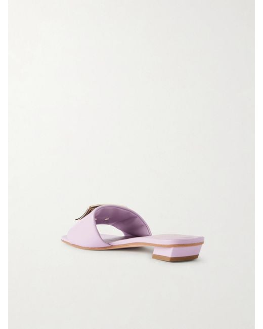 Roger Vivier Pink 20 Buckled Padded-Leather Mules