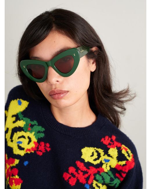 J.W. Anderson Green Butterfly Cat-Eye Acetate Sunglasses