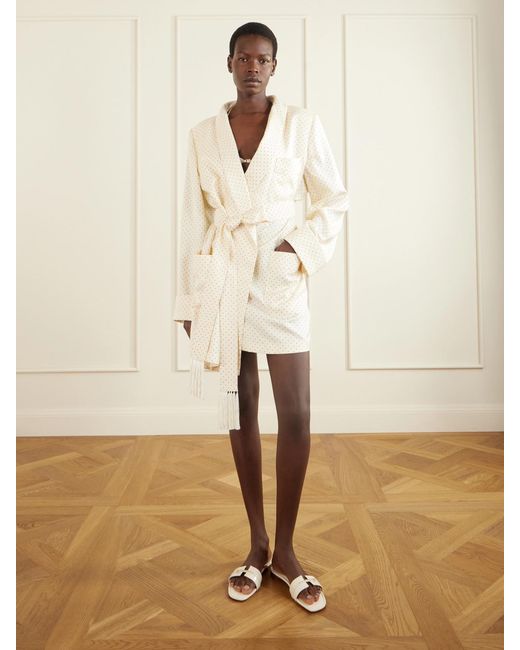 Tom Ford Natural Polka-Dot Silk Robe