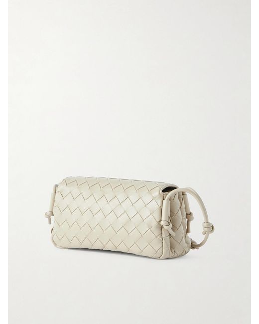 Bottega Veneta Natural Notturno Intrecciato Leather Shoulder Bag