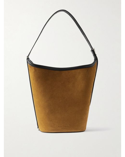 Proenza Schouler White Brant Leather-Trimmed Suede Bucket Bag