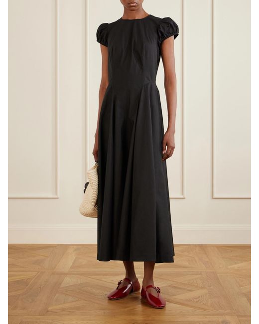 Doen Black Rivelle Cotton-Poplin Midi Dress
