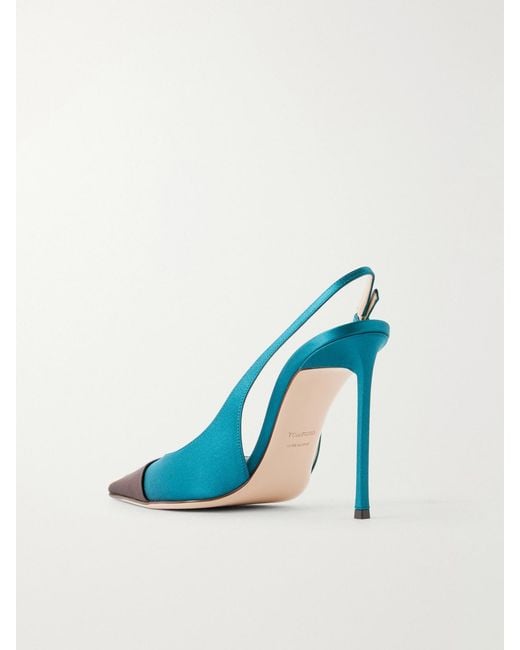 Tom Ford Blue 105 Crystal-Embellished Satin Slingback Pumps