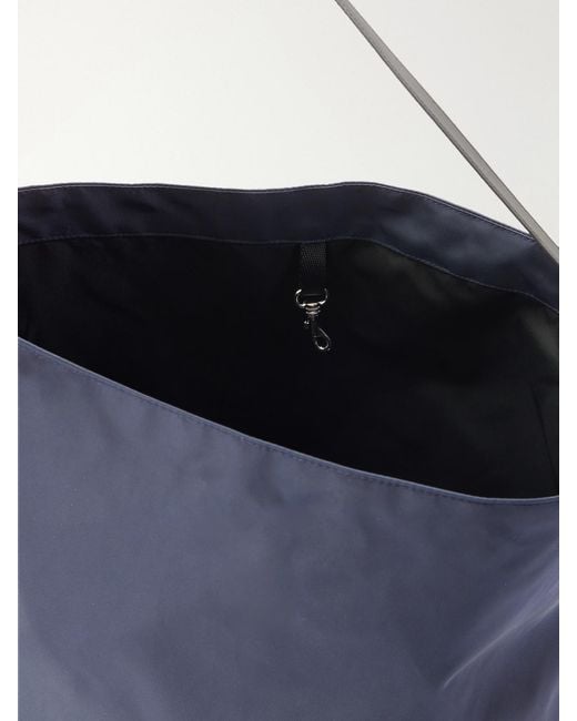 Valesque Blue Bucket Leather-Trimmed Satin-Shell Tote
