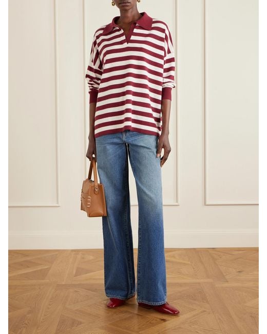 arch4 Red Victoria Striped Cashmere Polo Shirt