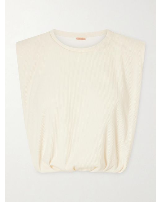 Johanna Ortiz Natural Muraya Ribbed Cotton-Blend Top