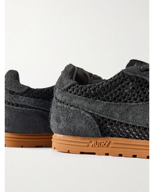 Autry Blue Windspin Suede-Trimmed Mesh Sneakers