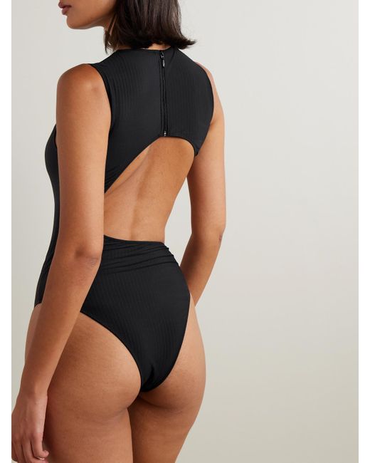 Alaïa Black Cutout Ribbed Swimsuit