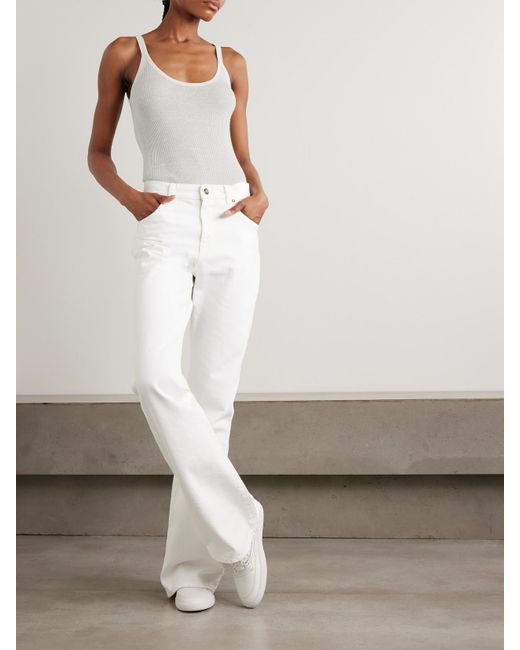 Gabriela Hearst White Cinxia Tanktop Aus Einer Gerippten Mischung Aus Kaschmir, Seide Und Hanf