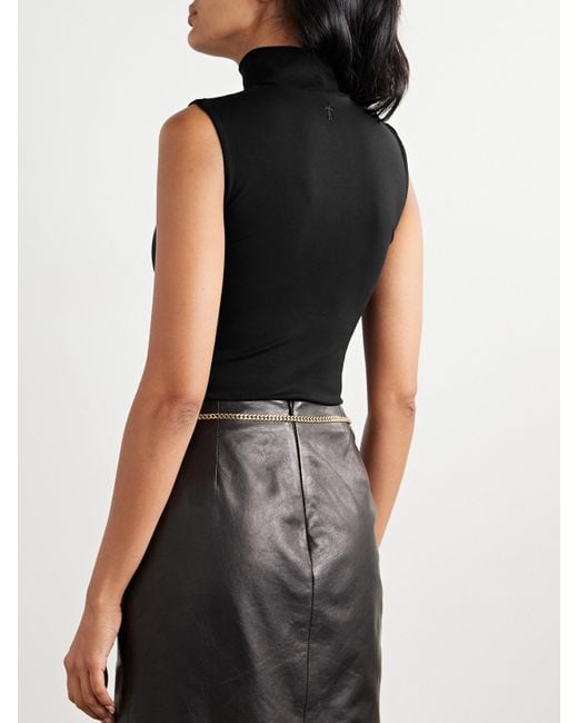 The Park Black Joyce Pyratex Power 3 Turtleneck Thong Bodysuit