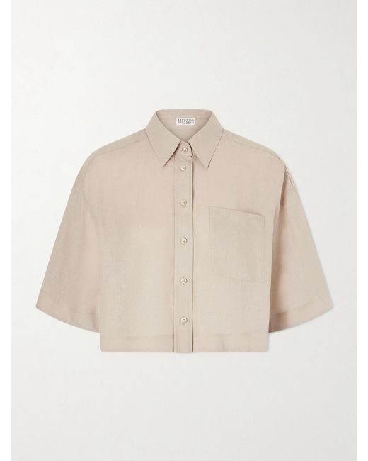 Brunello Cucinelli Natural Cropped Cotton Shirt