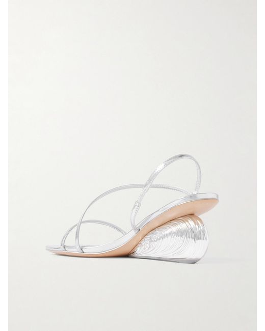 Jonathan Simkhai White Bridget Metallic Leather Wedge Sandals