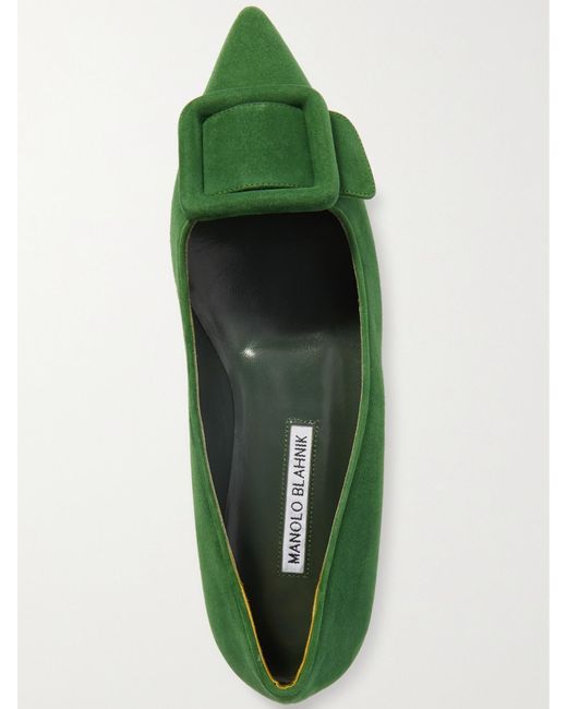 Chaussures Plates À Bouts Pointus En Daim Maysale Manolo Blahnik en coloris Green