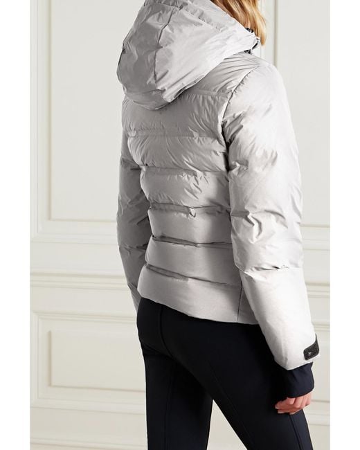 Aztech Mountain Gray Nuke Quilted Dyntex Hooded Down Ski Jacket