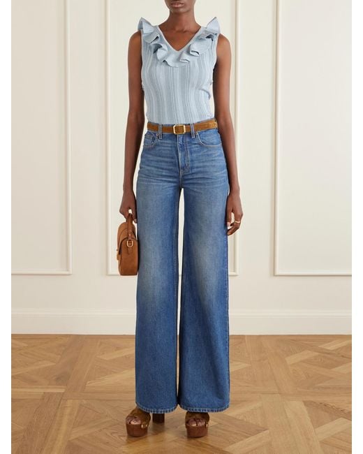 Zimmermann Blue Aster Metallic Ruffled Top
