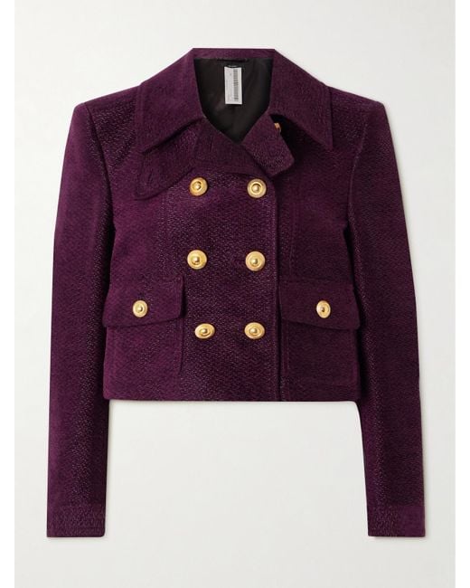 Tom Ford Purple Doppelreihige Jacke Aus Metallic-Tweed