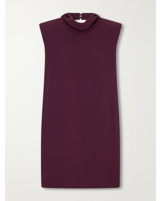 Valentino Garavani Purple Draped Silk-Cady Turtleneck Mini Dress