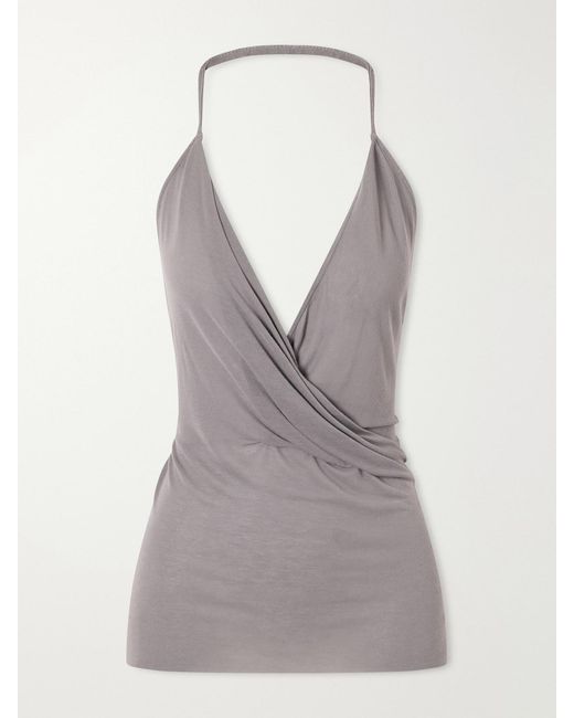 Rick Owens Gray Draped Jersey Tank