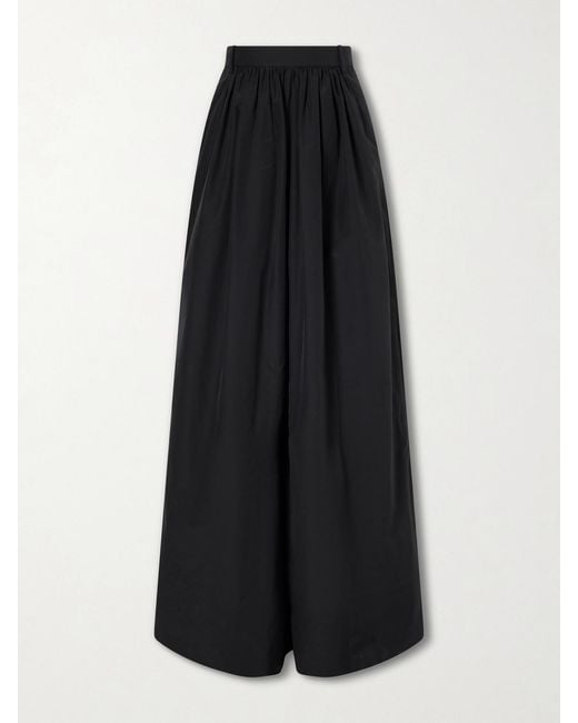 Ralph Lauren Black Vannesa Pleated Cotton-Blend Poplin Wide-Leg Pants