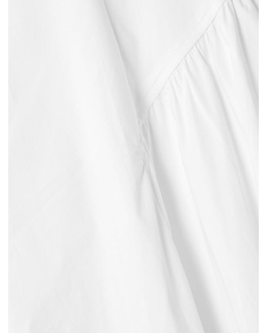 Staud White Gwen Paneled Pleated Cotton-Blend Poplin Midi Dress