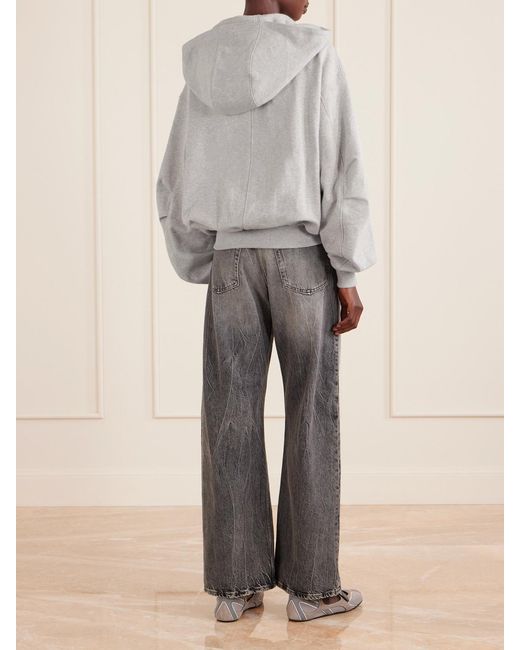 The Attico White Embroidered Cotton-Blend Jersey Zip-Up Hoodie