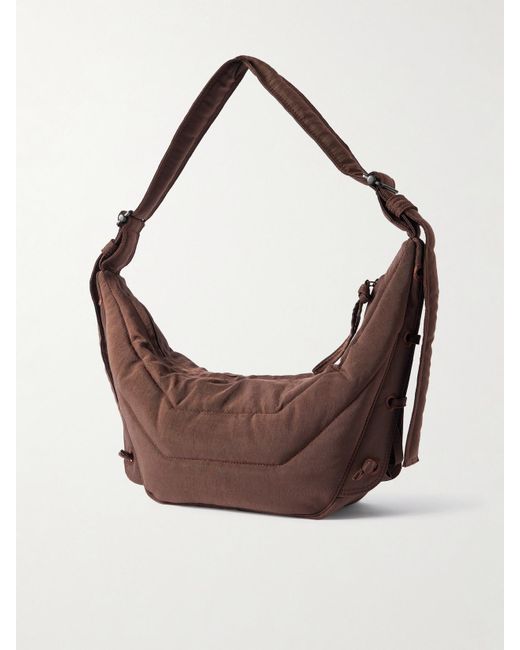 Lemaire Brown Soft Game Kleine Wattierte Schultertasche Aus Gestepptem Canvas