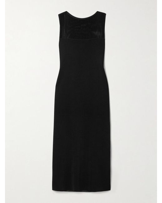 Khaite Black Ruslan Fringed Knitted Maxi Dress