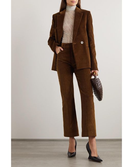 Petar Petrov Brown Cropped Cotton-Corduroy Skinny Pants