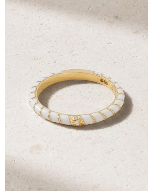 Yvonne Léon Natural 9-Karat, Diamond And Enamel Ring