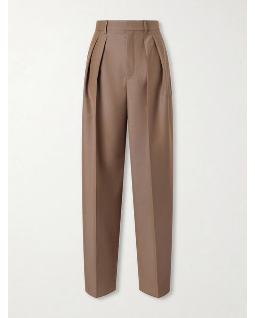 Saint Laurent Natural Straight-Leg Wool-Blend Pants