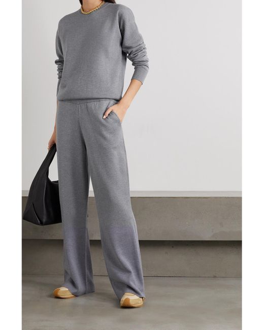 Olivia Von Halle Gray Carmel Silk And Cashmere-Blend Sweatshirt And Track Pants Set