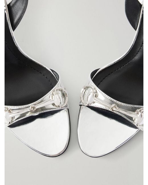 Gucci Metallic Donna Embellished Leather Wedge Sandals