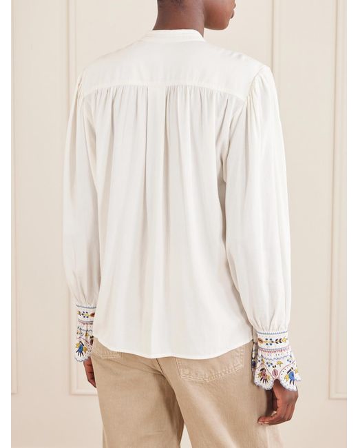 Isabel Marant Natural Monique Embroidered Linen-Blend Blouse