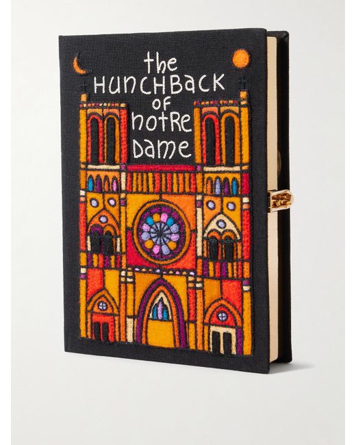 Olympia Le-Tan Black The Hunchback Of Notre-Dame Embroidered Appliquéd Canvas Clutch
