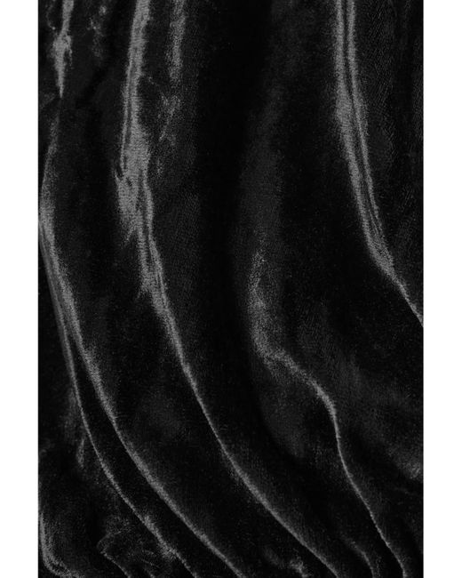 Rick Owens Black Ophelia One-Shoulder Cutout Draped Velvet Mini Dress