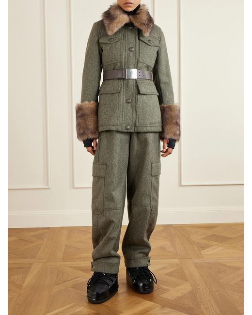 Moncler Gray Wool-Gabardine Tapered Ski Pants