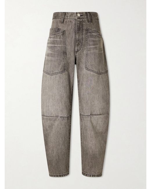 Nili Lotan Gray Shon Mid-Rise Barrel-Leg Jeans