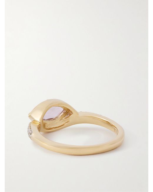 STONE AND STRAND Natural Haze Ring Aus 14 Karat Mit Amethyst Und Diamanten