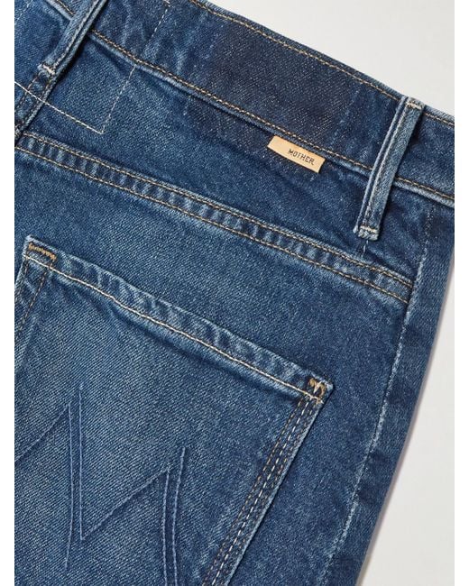 Mother Blue The Half-Pipe Ankle Cuff Fray Hoch Sitzende Jeans Mit Weitem Bein