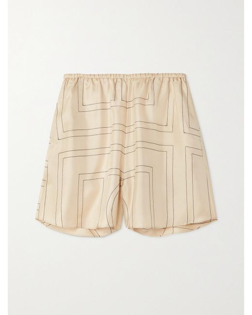 Totême  Natural Shorts Aus Seiden-Twill Mit Stickereien