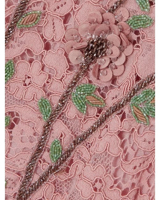 Costarellos Pink Marlena Embellished Corded-Lace Midi Dress