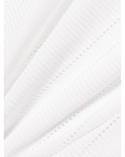 Totême White Ribbed Pointelle-Knit Recycled Swimsuit