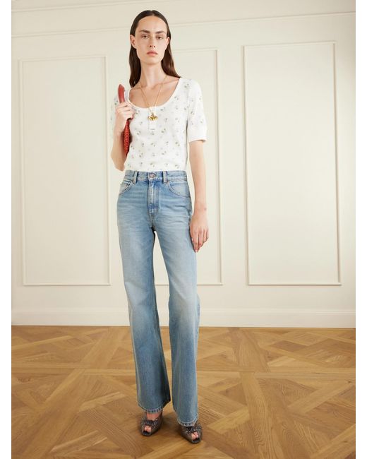 Chloé White Floral-Print Waffle-Knit Cotton-Jersey T-Shirt