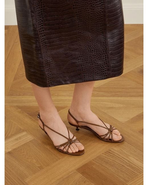 Aeyde Natural Amara Patent-Leather Sandals