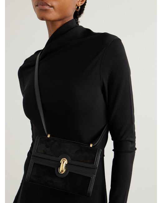 SAVETTE Black Symmetry 19 Schultertasche Aus Veloursleder Mit Lederbesätzen