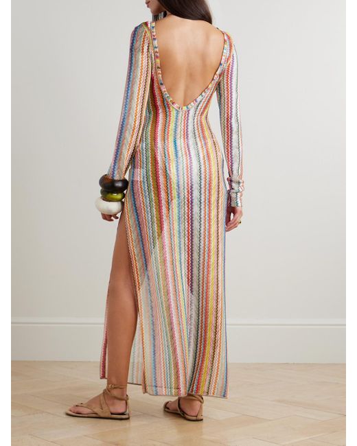 Missoni Natural Mare Striped Metallic Crochet-Knit Maxi Dress
