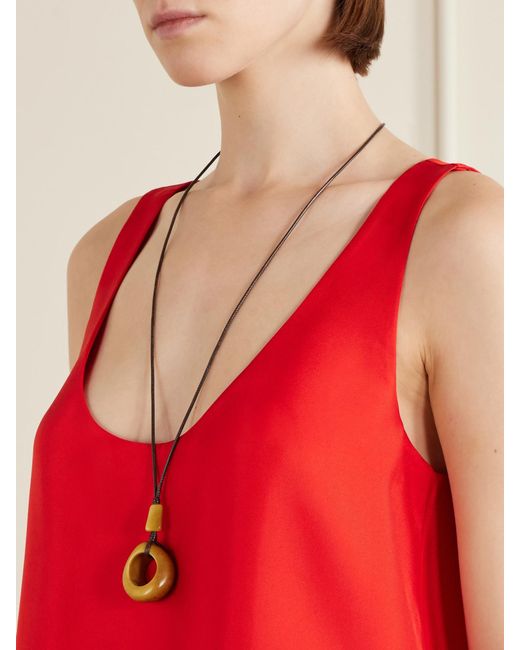 Hunting Season Natural The Circle Pendant Beaded Tagua And Leather Necklace