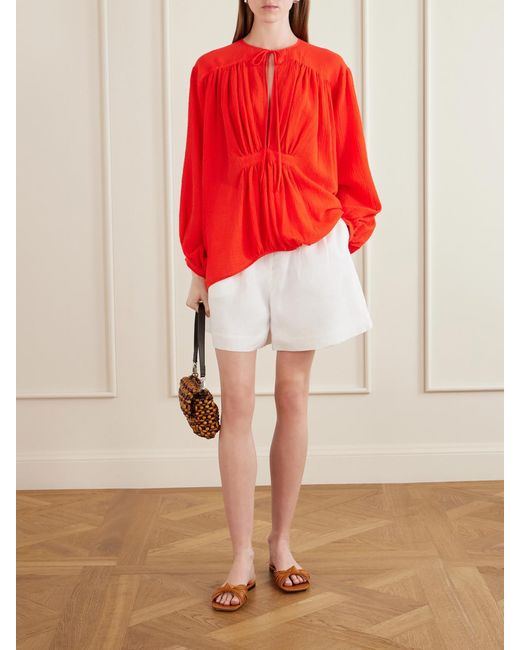 Les Vacances d'Irina Hazy Nipple Gathered Cotton Shirt